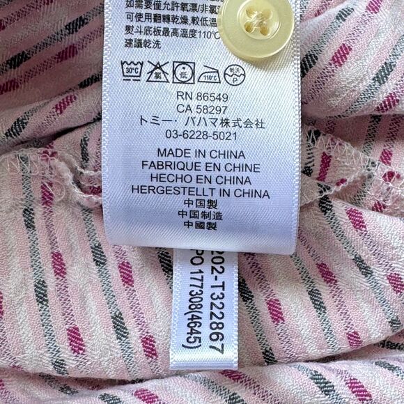 Tommy Bahama XXL Silk Shirt Pink Gray Striped Short Sleeve Button Front Resort - Picture 14 of 14
